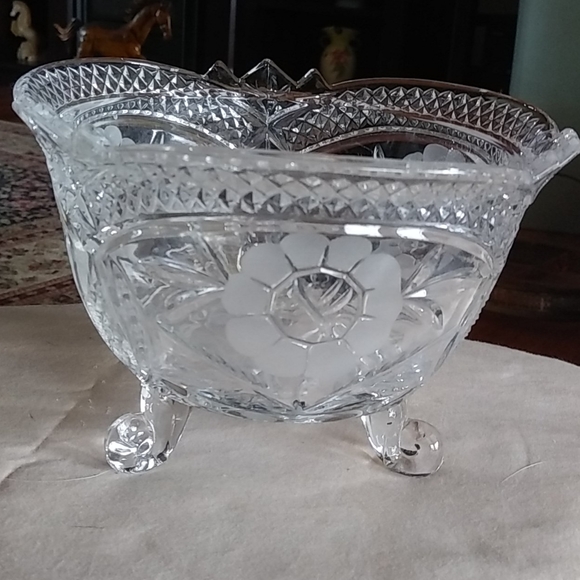 Other - Lovely 3 footed cut crystal candy bowl dish